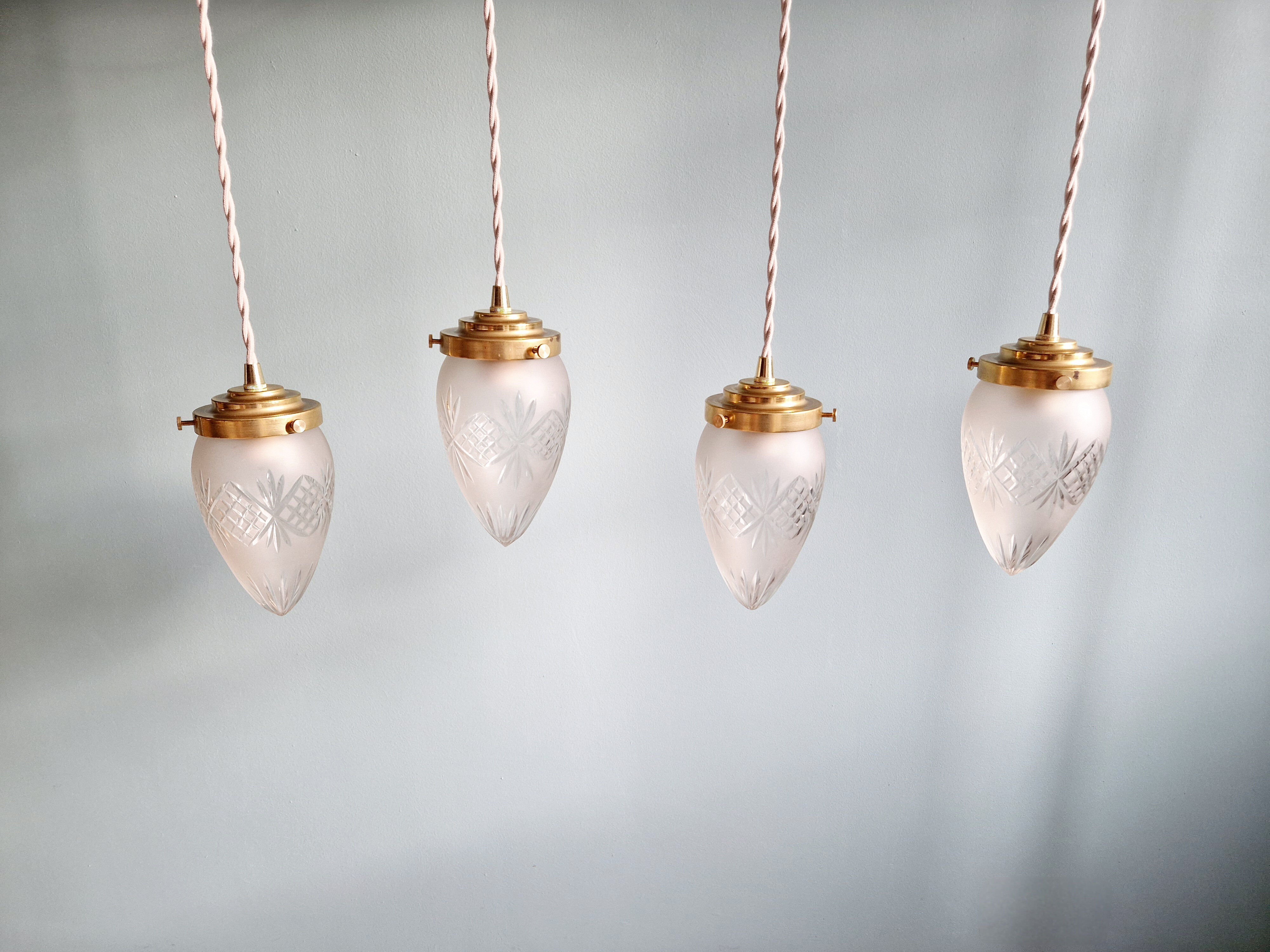 Frosted crystal suspension (3 available), early 20th century.