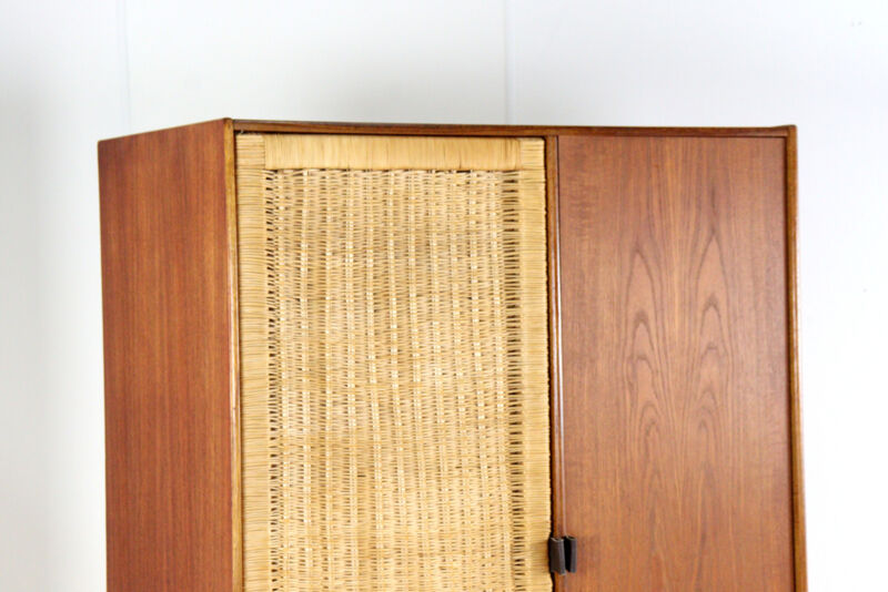 Sebastian Muggenthaler wardrobe - teak & Wicker - rare mid century design