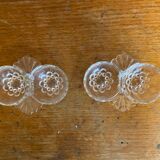 Paire De Saleron Ancien Art Déco Verre Moulé Salière Poivrier Vintage