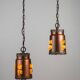 Josef Brumberg JBS Leuchten set of pendants with brass and amber glass