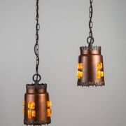 Josef Brumberg JBS Leuchten set of pendants with brass and amber glass