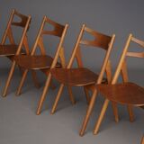 Chaises CH29 Sawbuck par Hans Wegner pour Carl Hansen & Son. Lot de 4