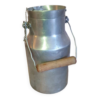 Vintage complete large format aluminum milk can
