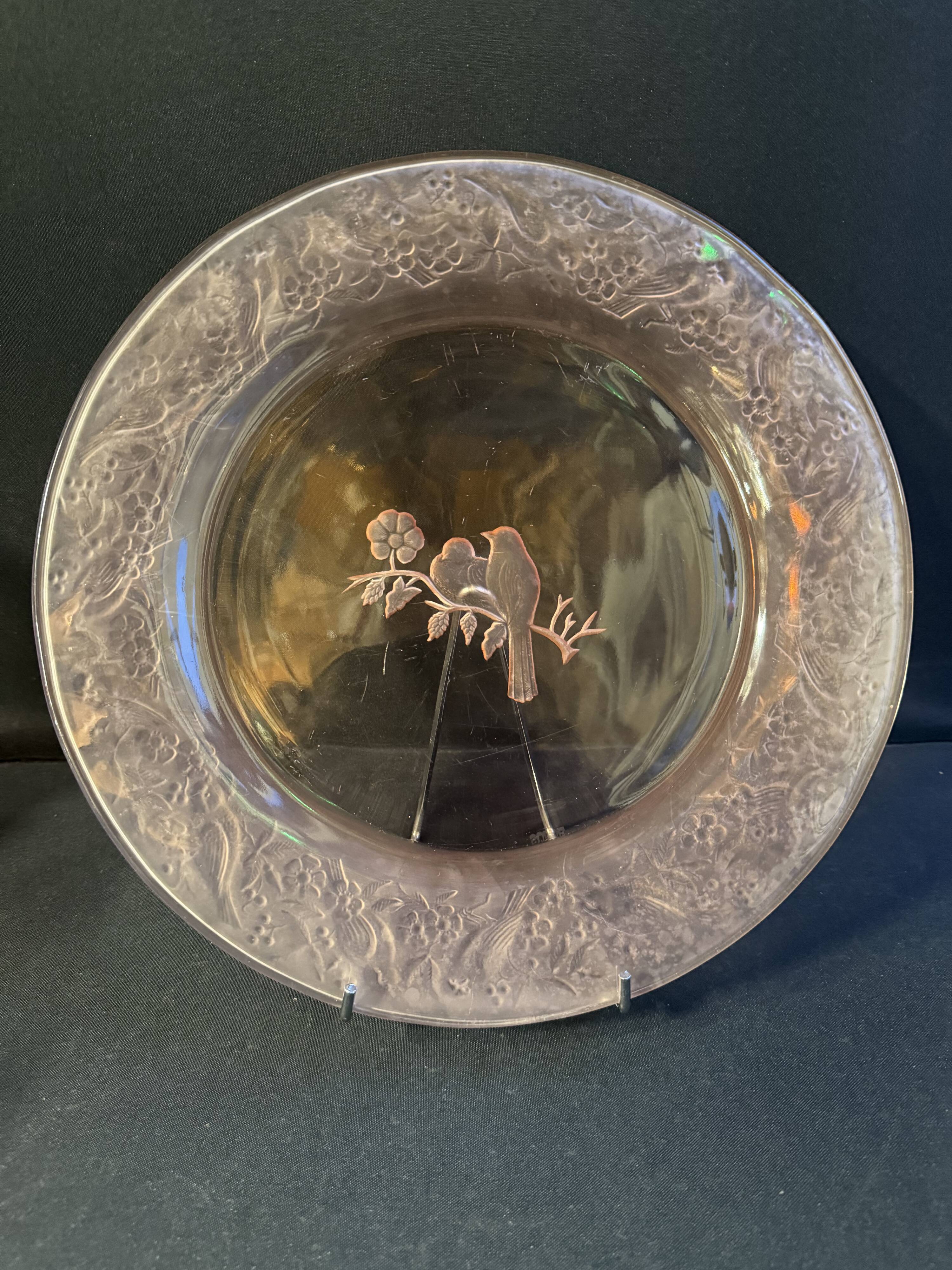 Serving dish – cast pink crystal – sweden