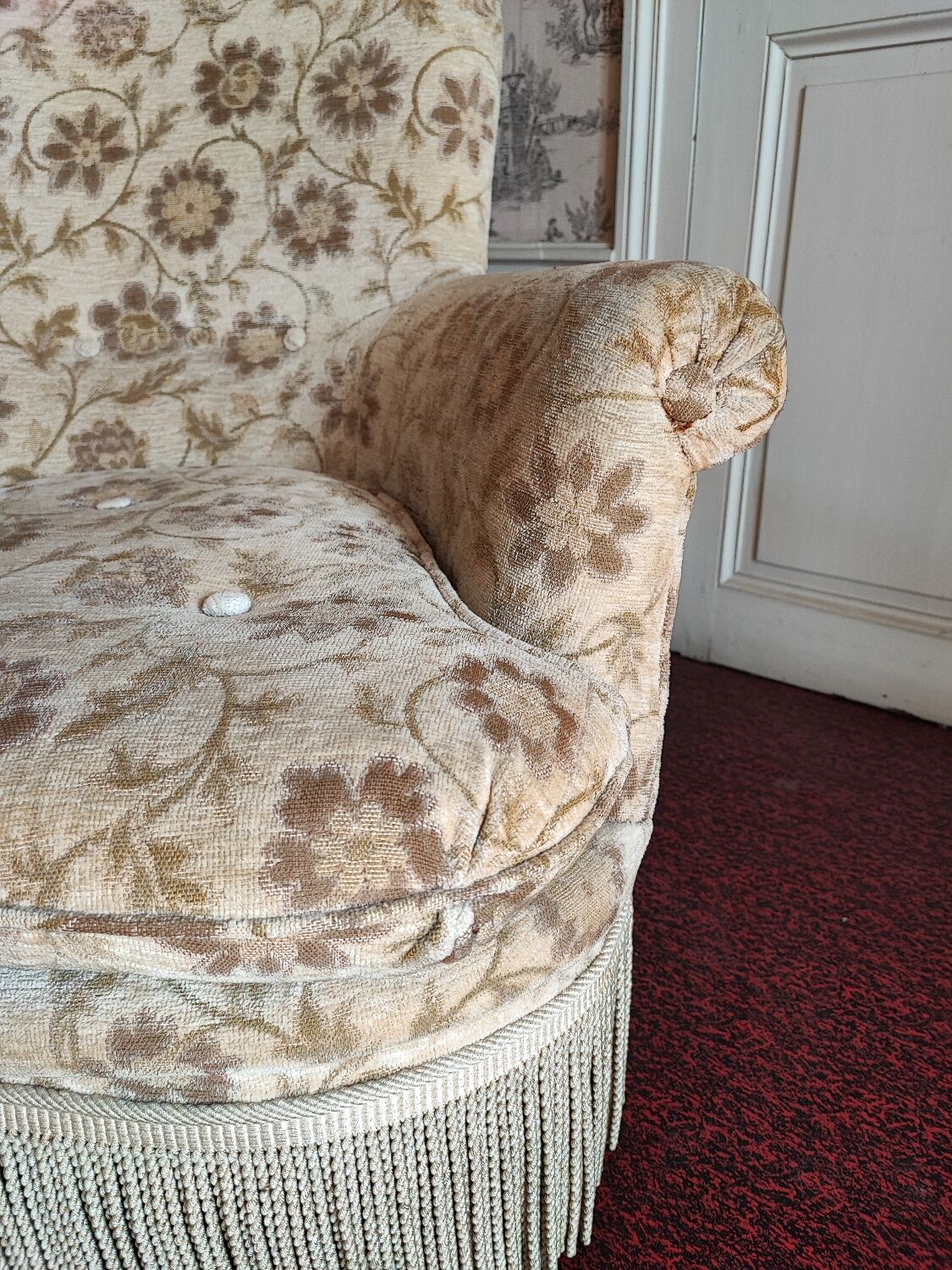 Vintage velvet toad armchair