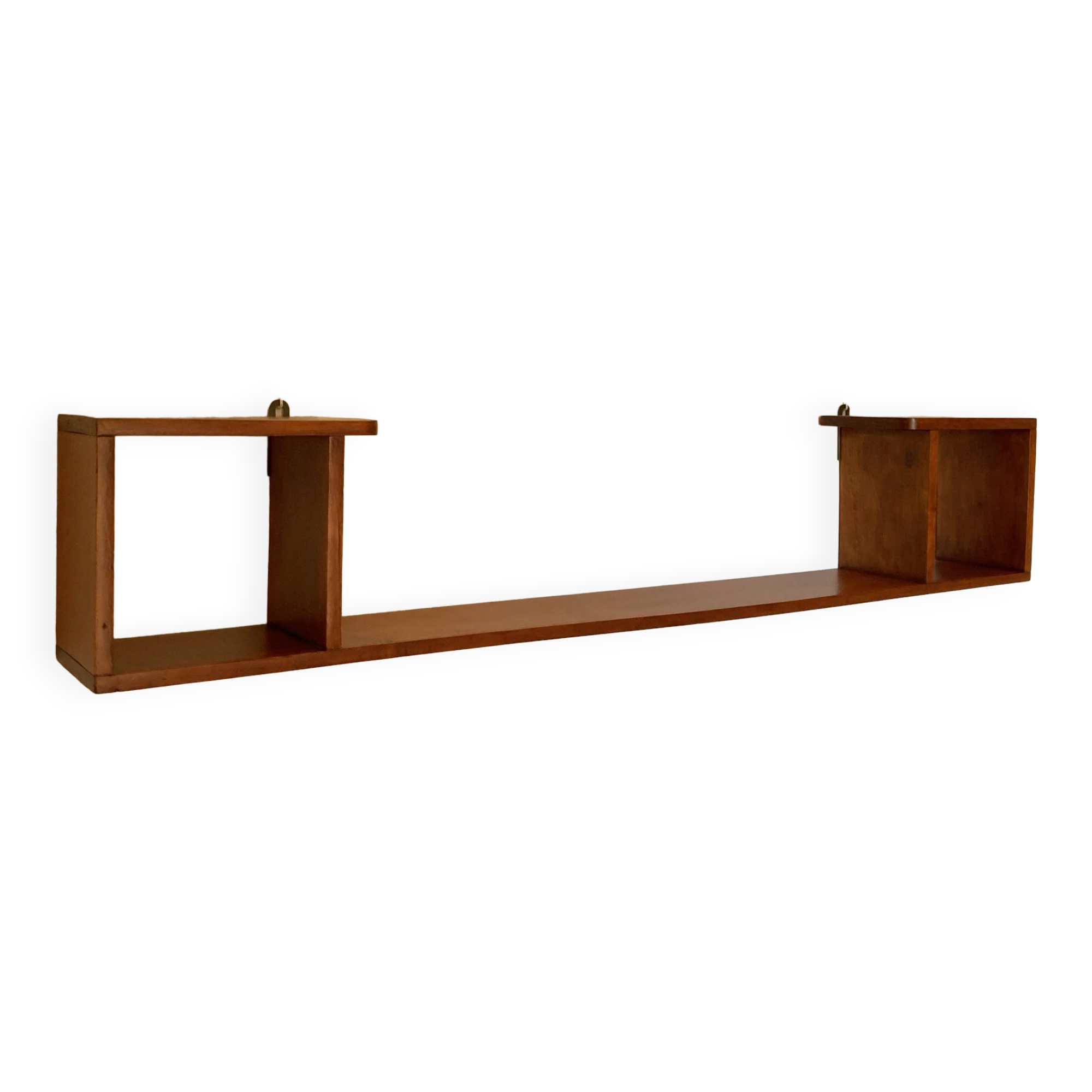 Varnished wooden wall shelf, 1960s