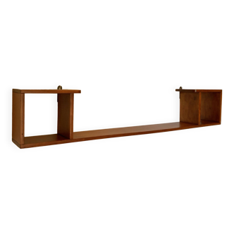 Varnished wooden wall shelf, 1960s