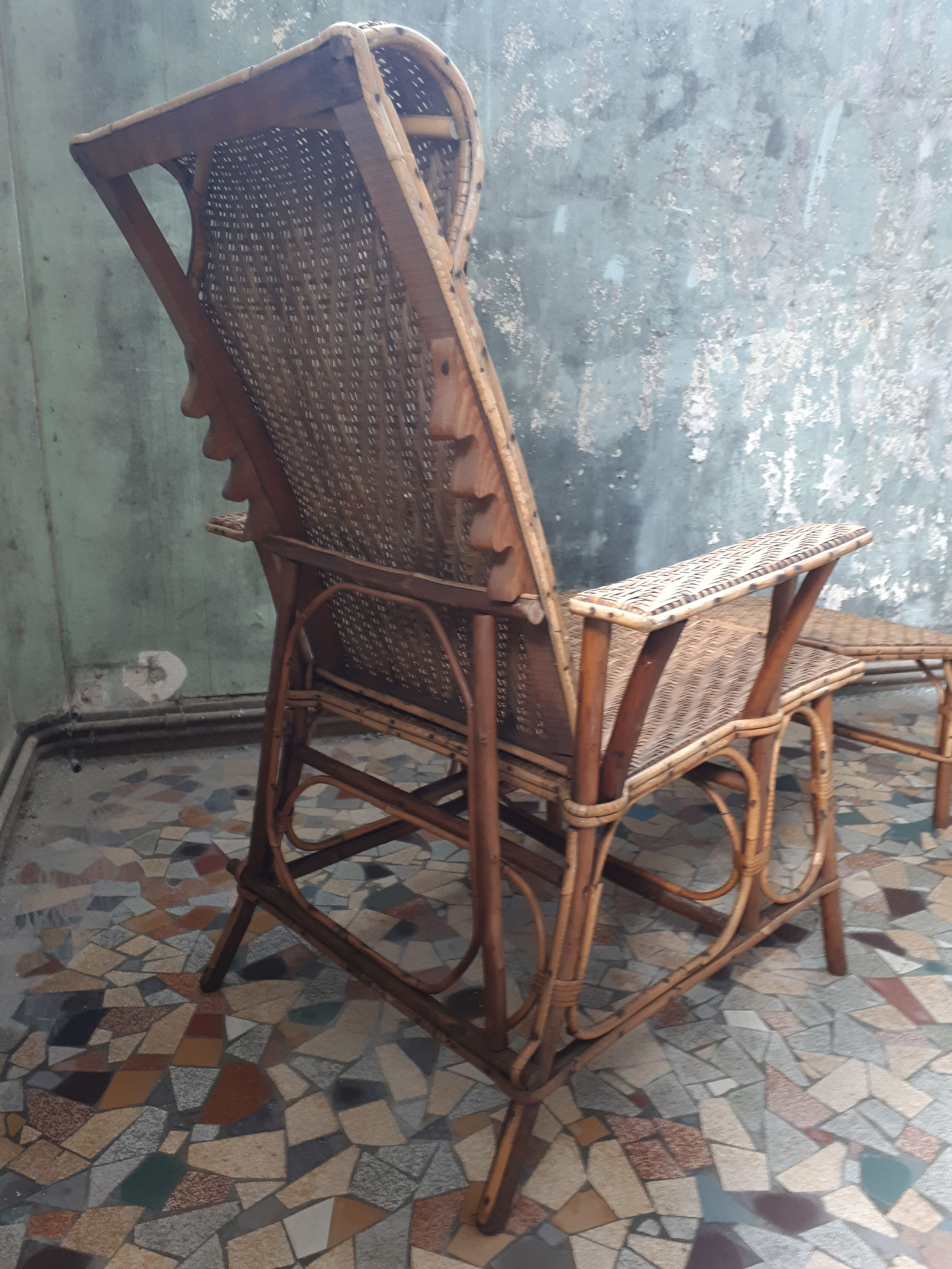 Lounge chair vintage rattan
