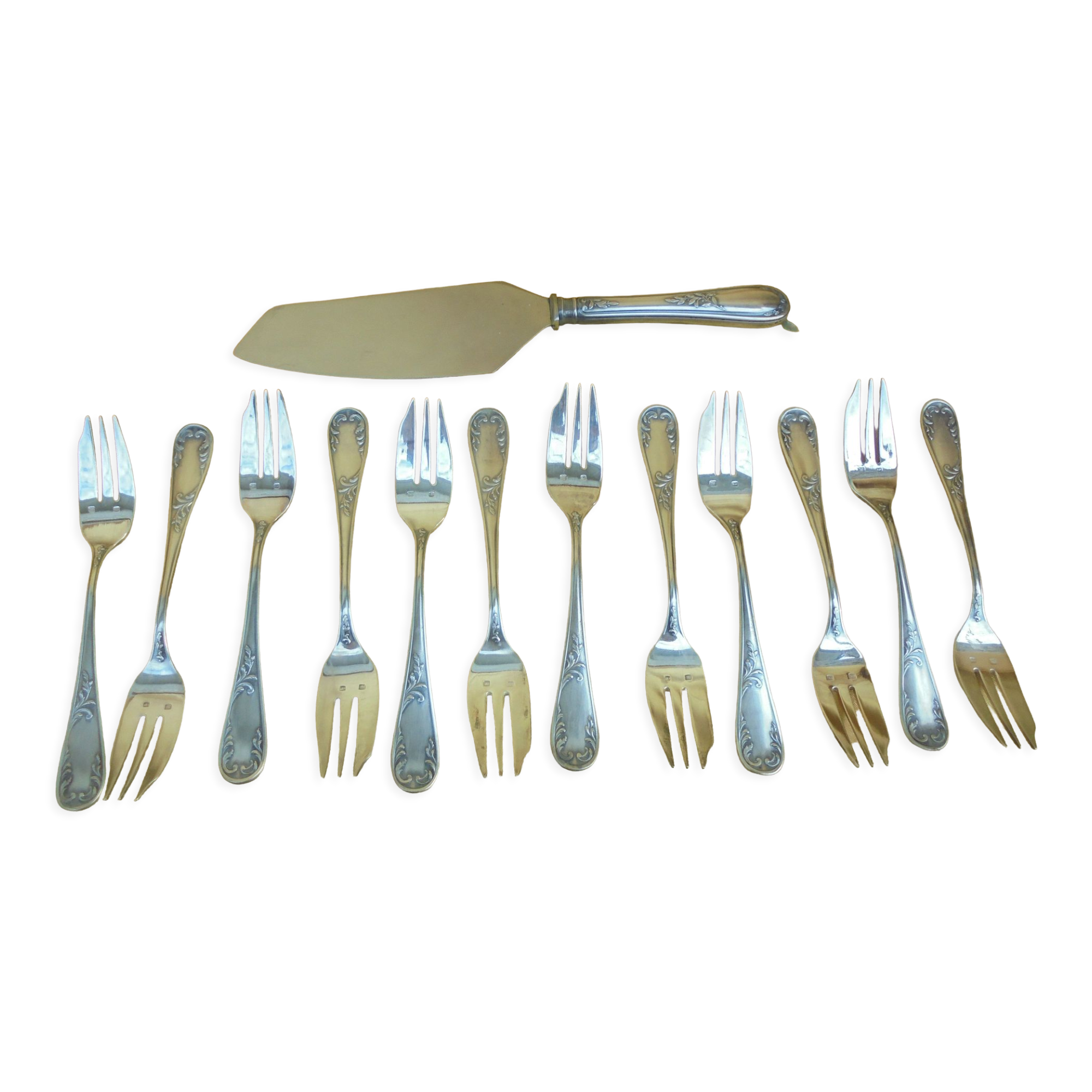 12 dessert forks with Sfam silver metal shovel
