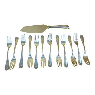 12 dessert forks with Sfam silver metal shovel