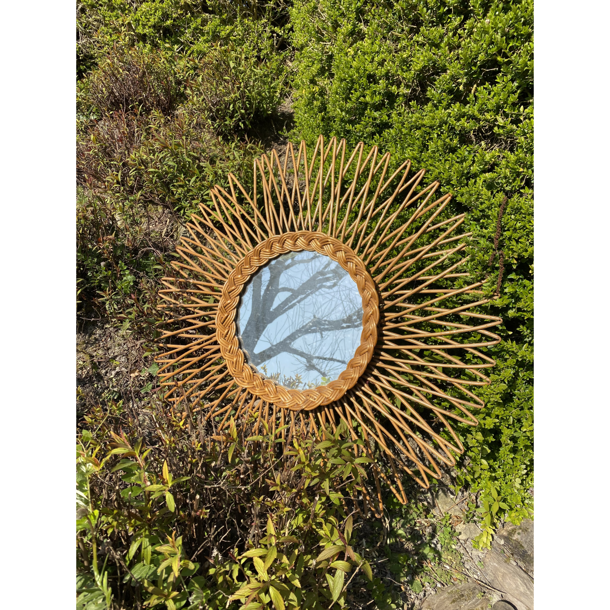 Rattan sun mirror