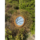 Miroir soleil en rotin
