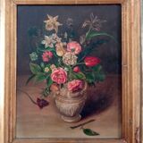 Early 20th Century Floral Bouquet Still Life Oil Painting, Framed