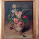 Early 20th Century Floral Bouquet Still Life Oil Painting, Framed