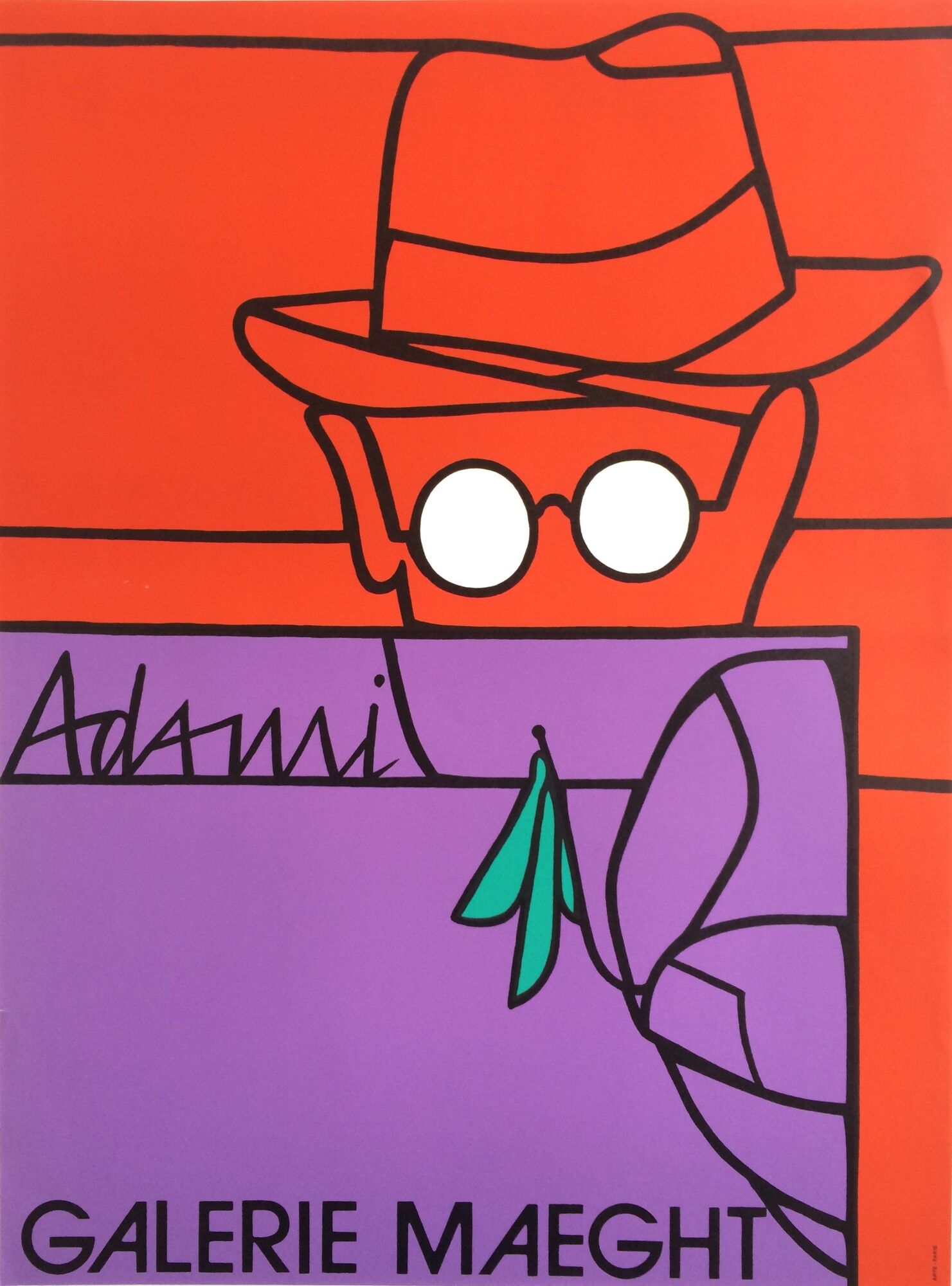 Valerio adami, galerie maeght, 1975. original poster printed in lithography