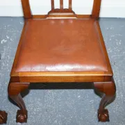 Chippendale Style Dining Chairs with Leather Seats, Set of 5