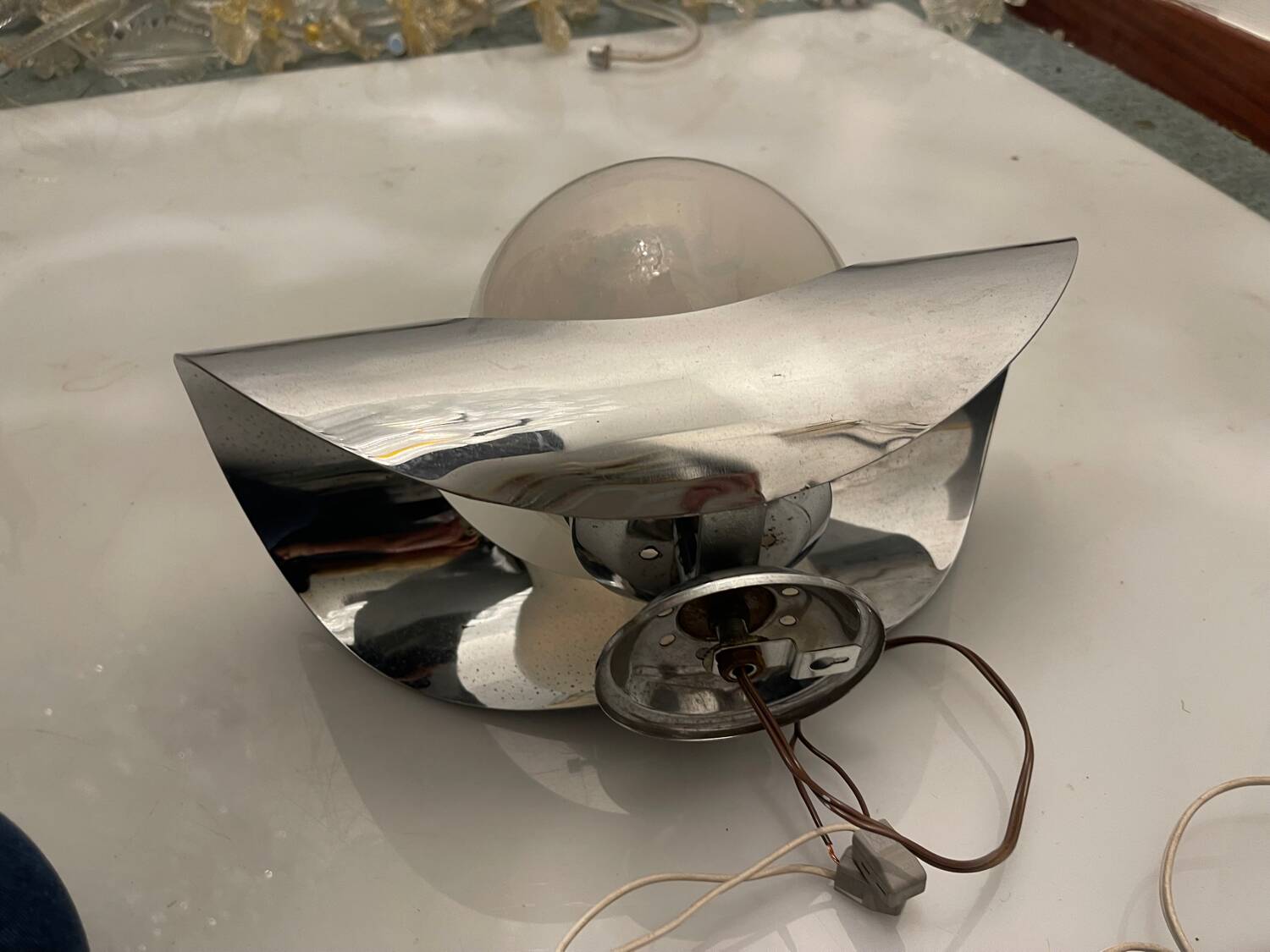 Chrome Murano Glass Sconces by Mazzega Set of 2