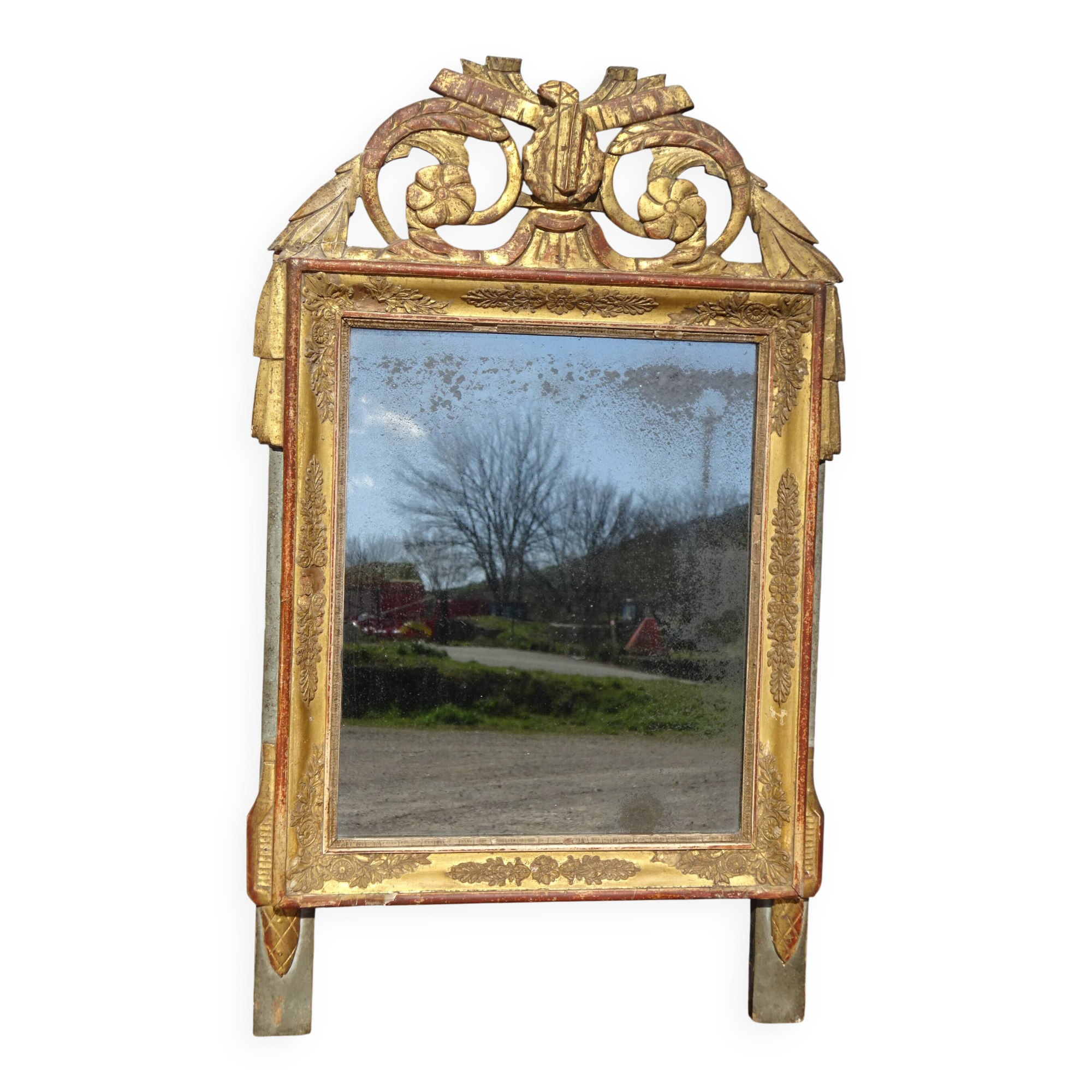 Antique mercury mirror, Louis XVI style gilded frame, 84x50cm