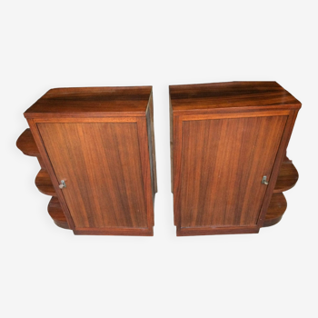 Pair of Art Deco bedside tables in Rio rosewood