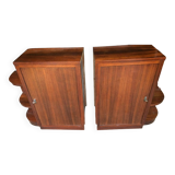 Pair of Art Deco bedside tables in Rio rosewood
