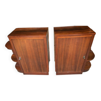 Pair of Art Deco bedside tables in Rio rosewood