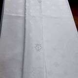 Party tablecloth - 2m30 x 5m30 - white damask monogrammed ct
