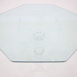 1970s lucite dining table with glass top