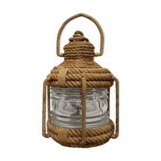 Lantern lamp in rope and thick glass