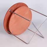 Restored Bauhaus Small Round Table, Chrome-Plated Steel, Czechia, 1930s