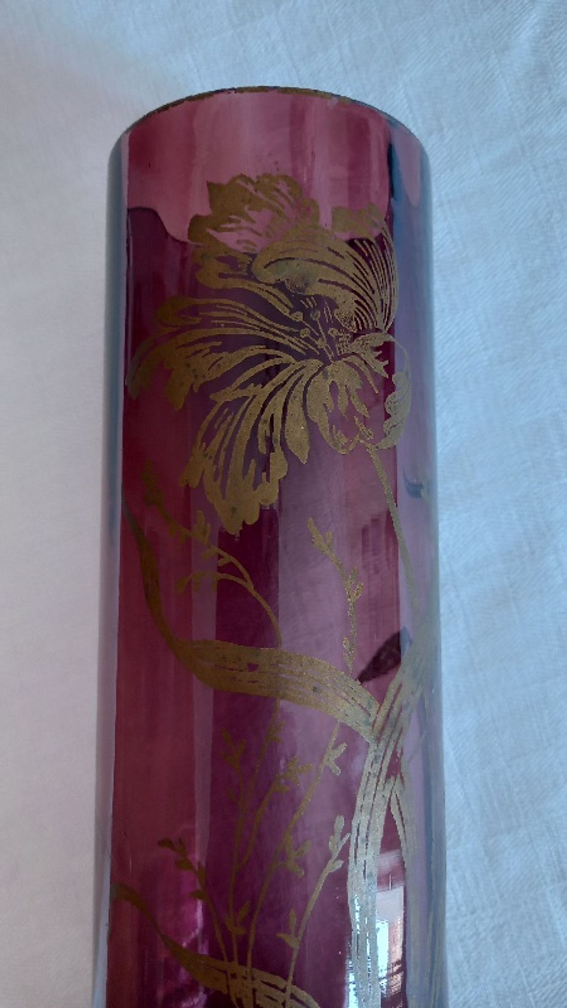 Vase vieux rose style art nouveau japonisant