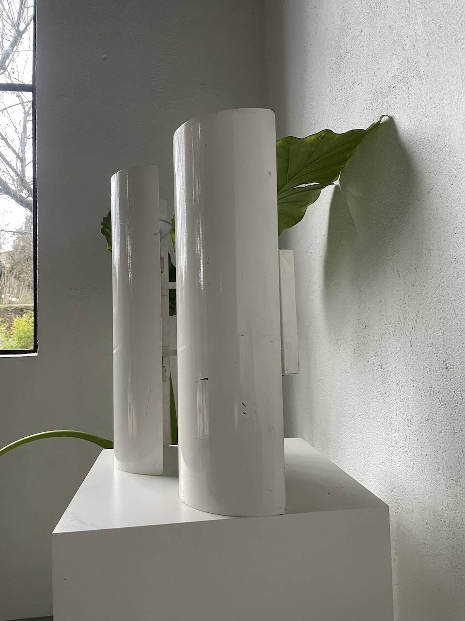 Pair of Parscot wall lights in white lacquered metal from the 80s