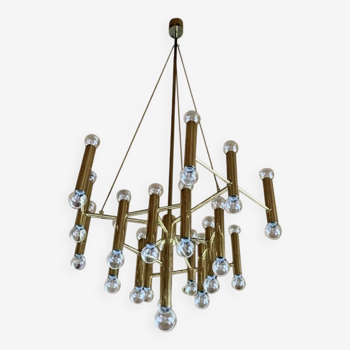 XXL 60s 70s chandelier Gaetano Sciolari for Sciolari Brass with 37 flames