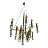 XXL 60s 70s lustre Sciolari Brass avec 37 flammes