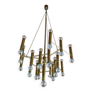 XXL 60s 70s chandelier Gaetano Sciolari for Sciolari Brass with 37 flames