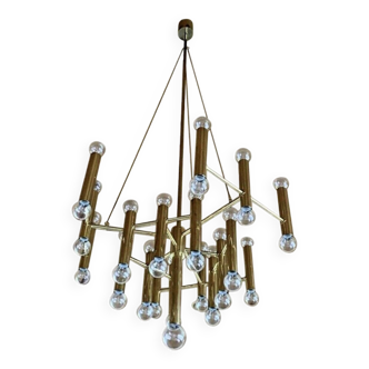 XXL 60s 70s chandelier Gaetano Sciolari for Sciolari Brass with 37 flames