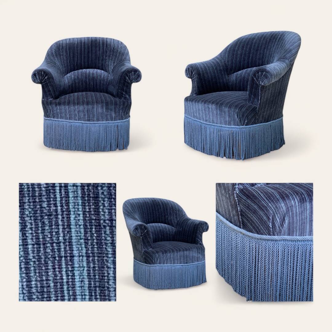 Jean blue velvet toad armchair