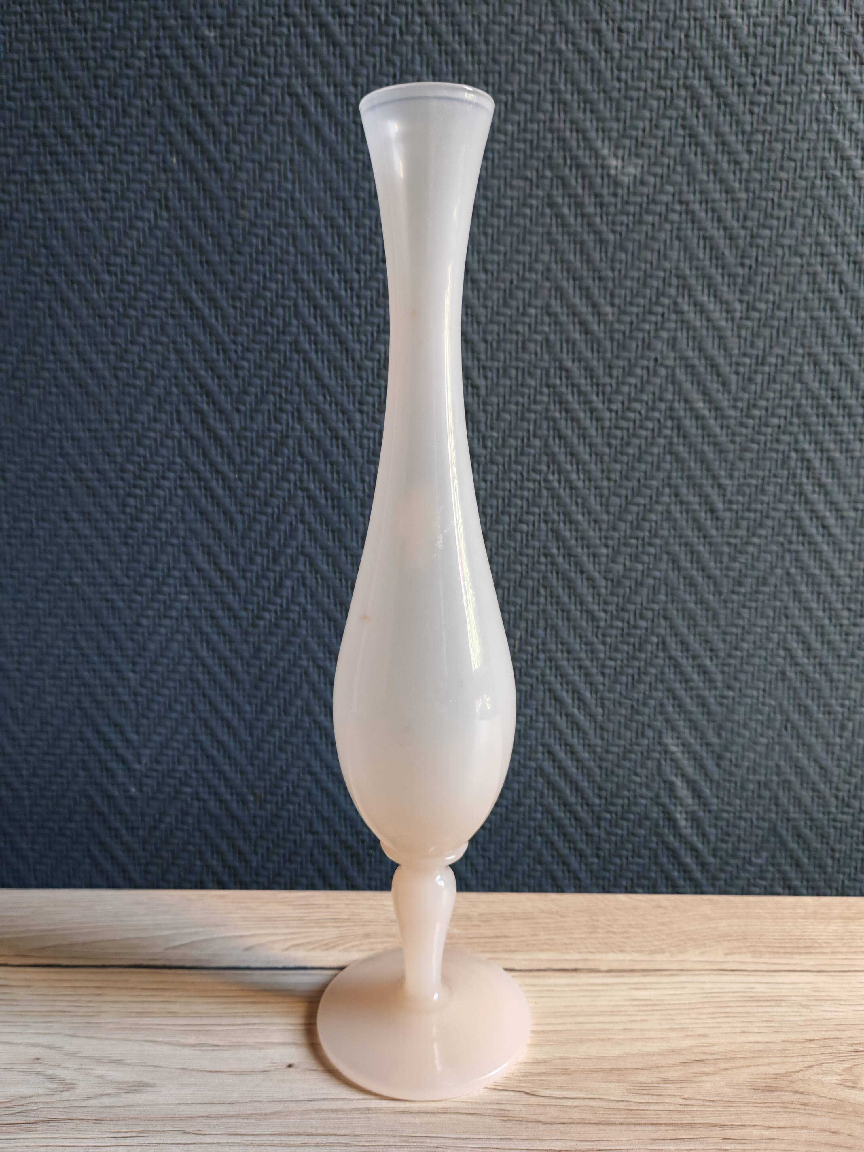 Vintage Italian White Nude Pink Opaline Soliflore Vase