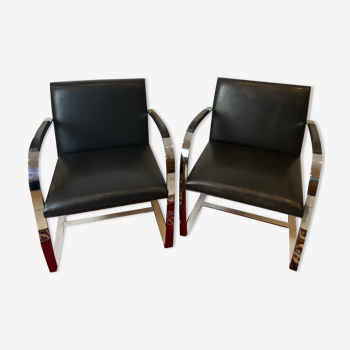 Pair of Brno armchairs by Mies Van Der Rohe for Knoll