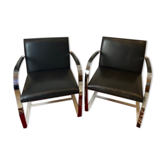 Pair of Brno armchairs by Mies Van Der Rohe for Knoll