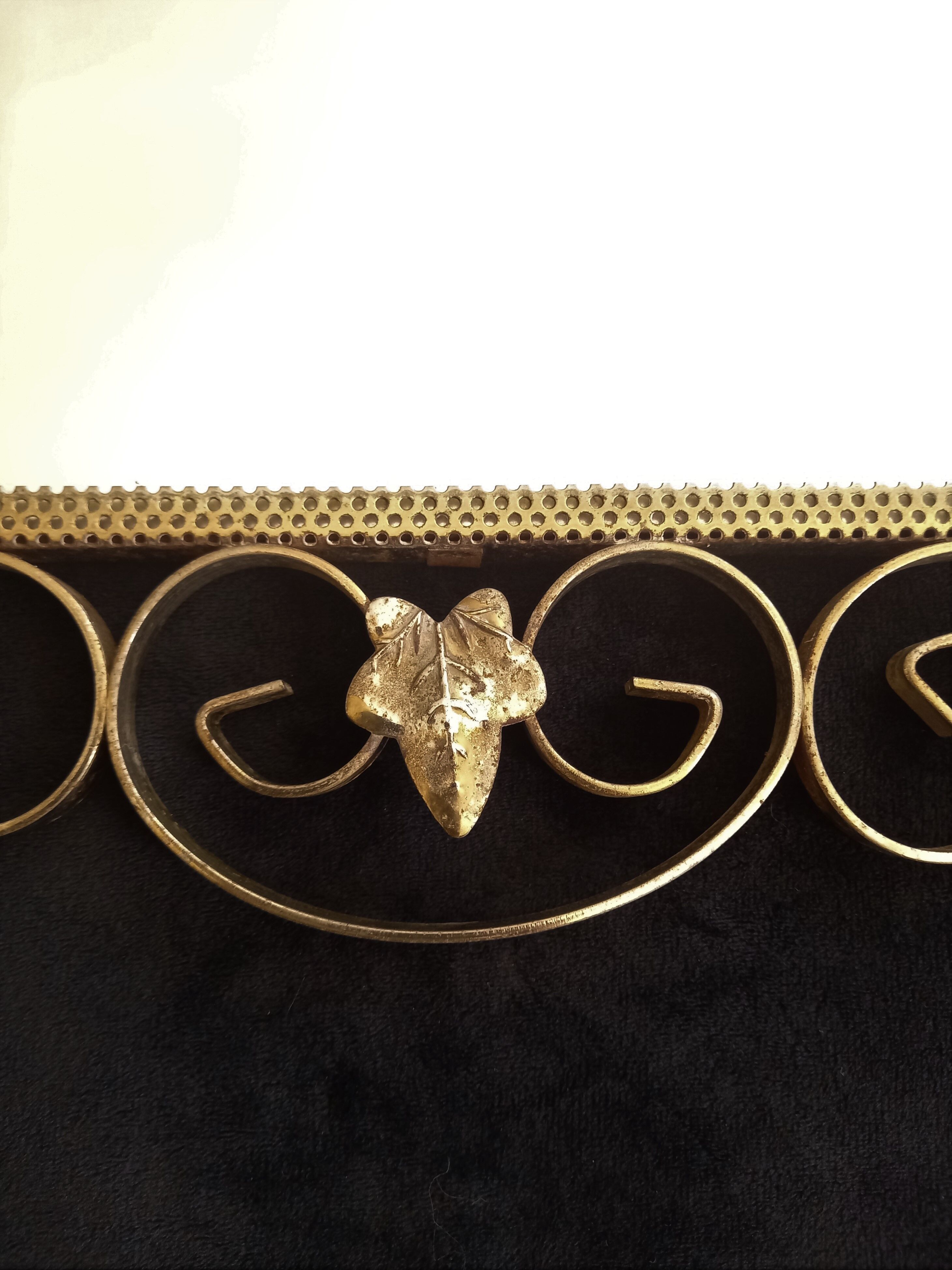 Square mirror with vine leaves and golden metal windings, 1960s