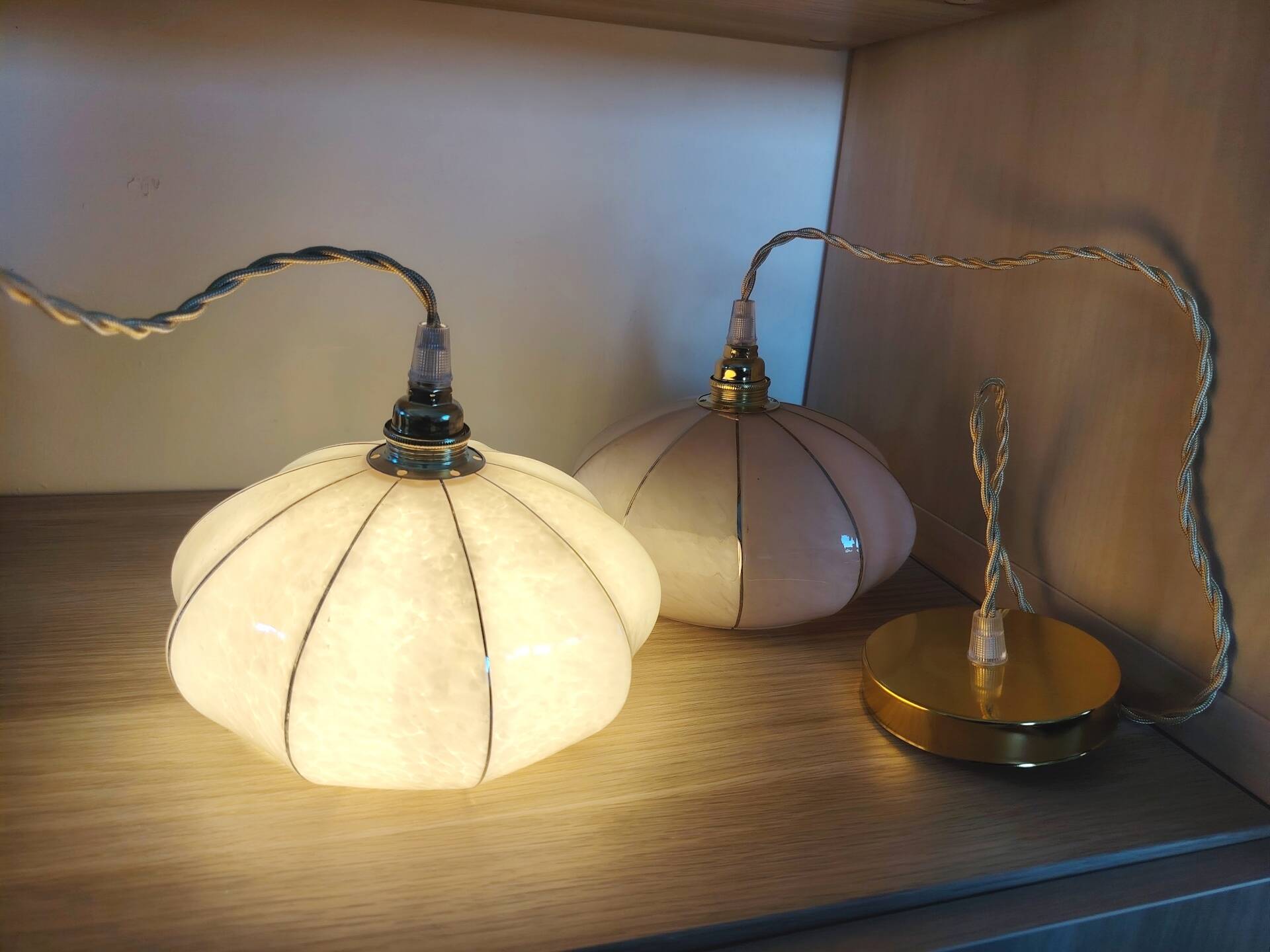 Duo de suspensions en Verre de Clichy rose