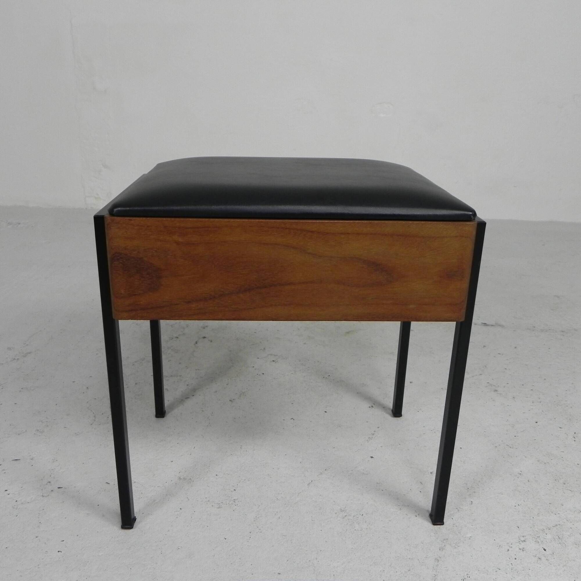 Aristo teak wooden sewing supplies stool, piano stool, 1960s