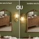 Pair of vintage wall lights in engraved glass & gold metal — Romantic elegance