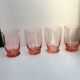 Set of 4 art deco pink water glasses 30s