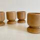 4 vintage turned wooden egg cups