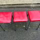 Steel stool with burgundy faux leather fabric
