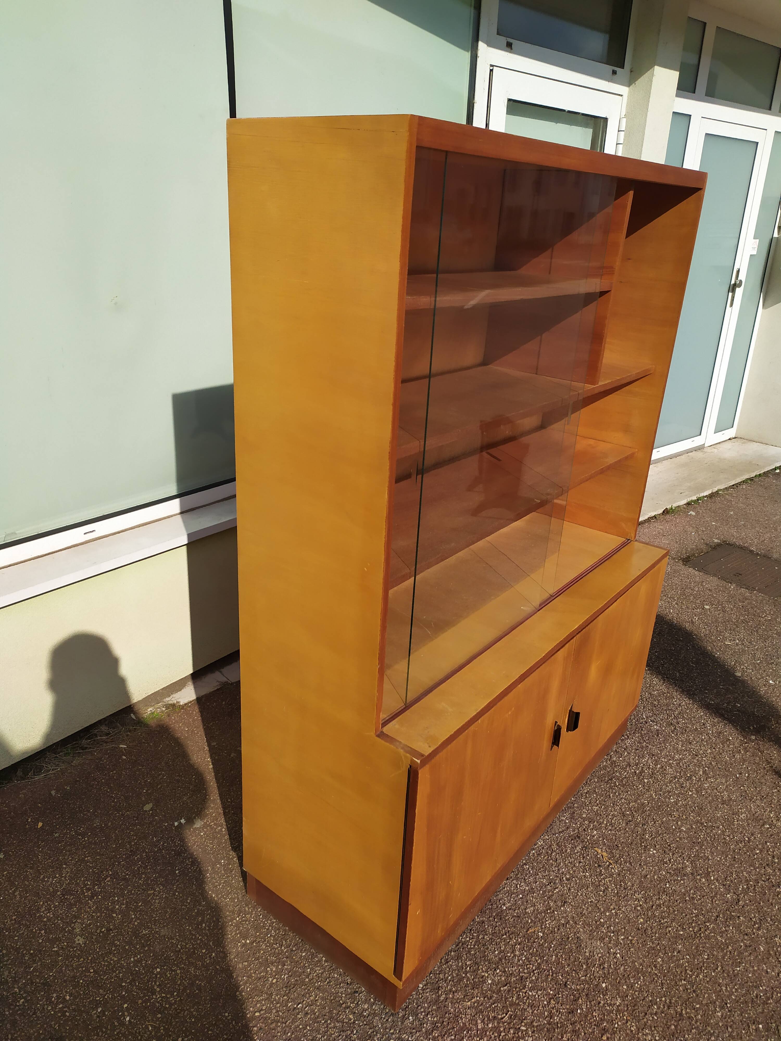 Vintage glass bookcase - Wood