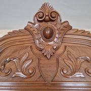 Large antique wardrobe in the Henri II style made of oak and walnut with bevelled mirrors.