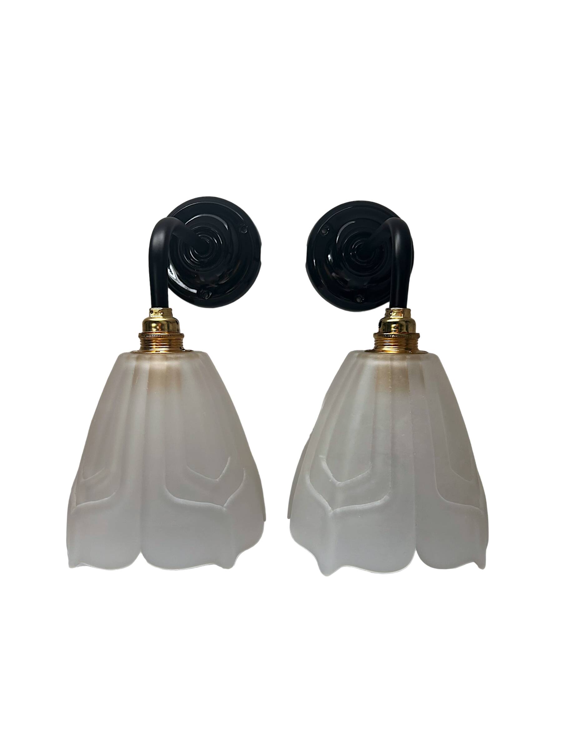 Set of two Art Deco glass wall lights