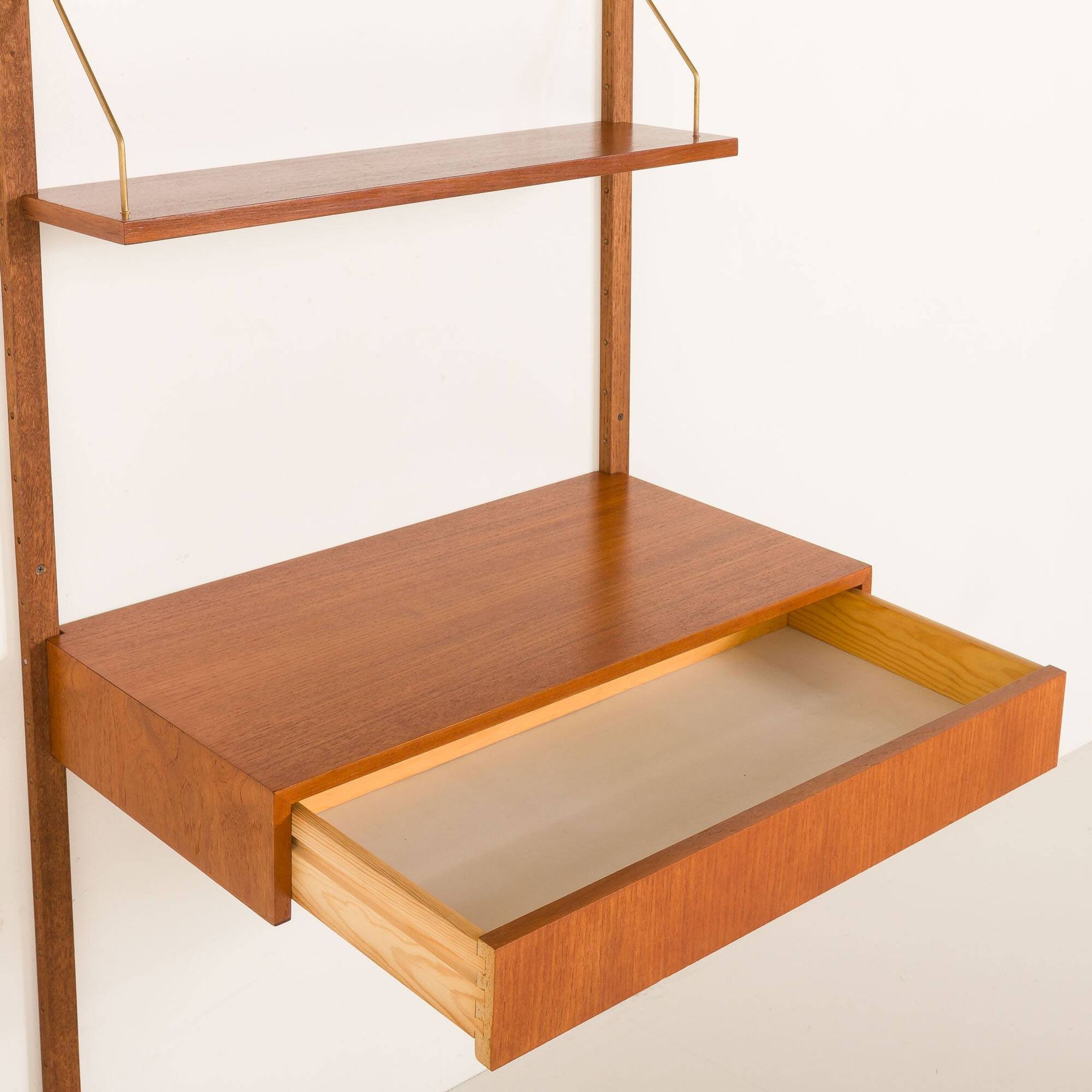 Danish mid-century teak shelving unit with a desk, 1970s